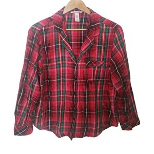 Victoria's Secret Red Green Plaid Pajama Top